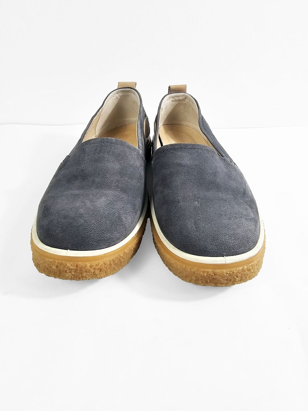 ECCO Size 8/8.5 39 Crepetray Gray Nubuck Leather Slip On Loafers - Picture 4 of 8